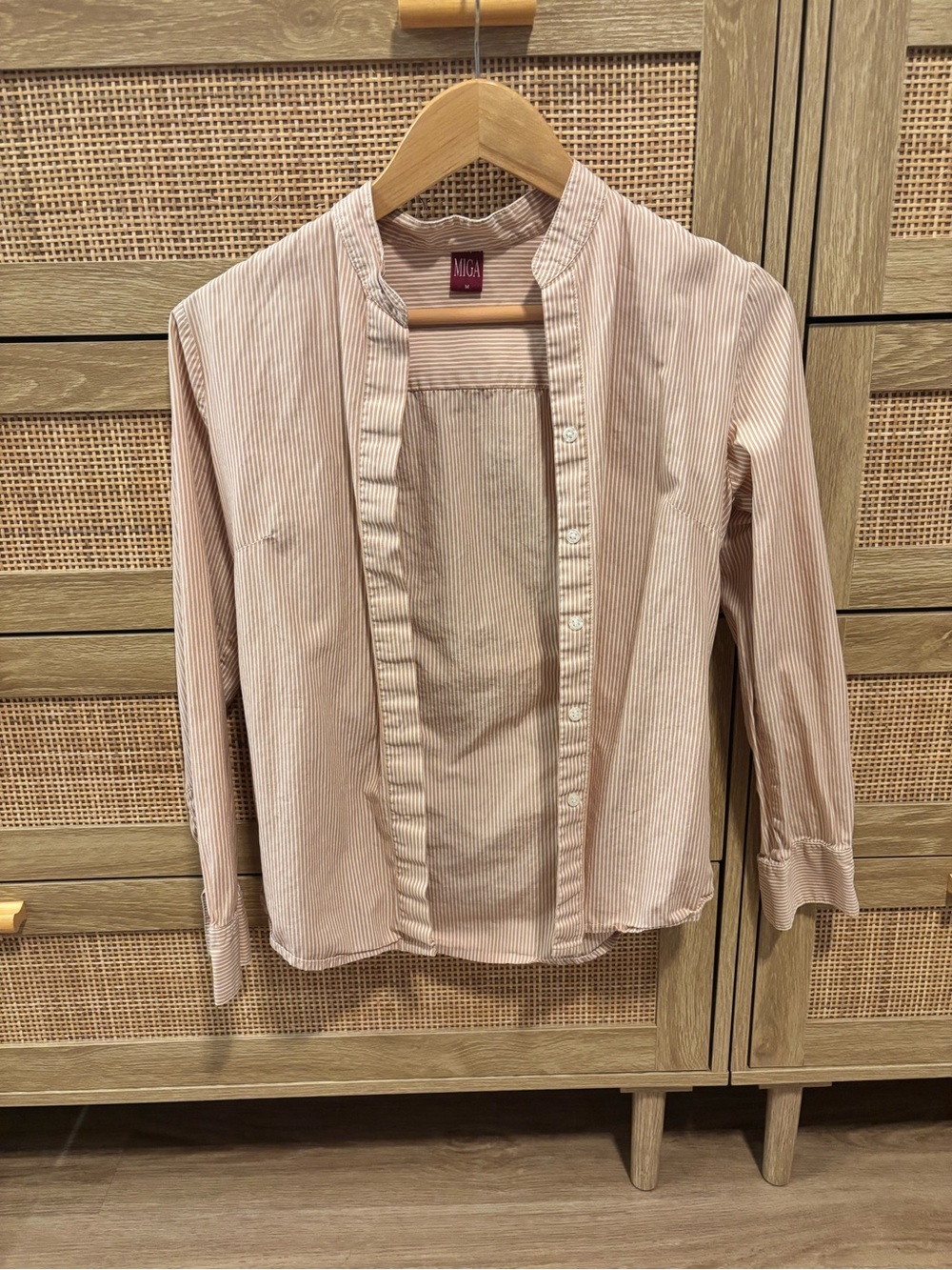 MIGa Striped Orange Button-Front Blouse